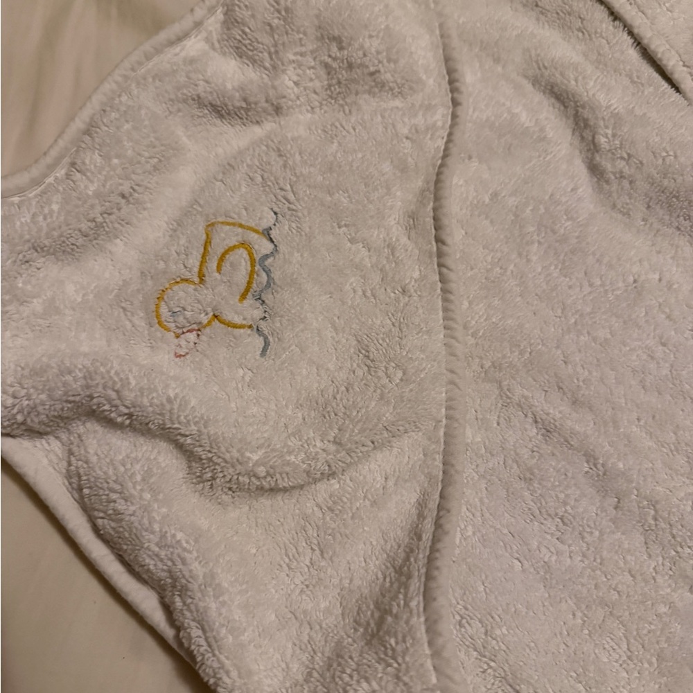 Soft White Baby Hooded Towel with Yellow Embroidery